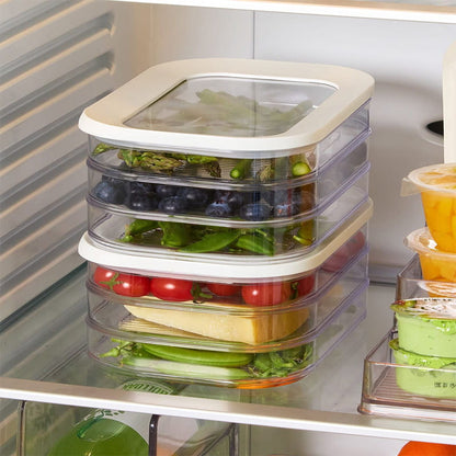 Contenitori alimentari riutilizzabili a 3 strati con coperchio, cassetto frigorifero trasparente
