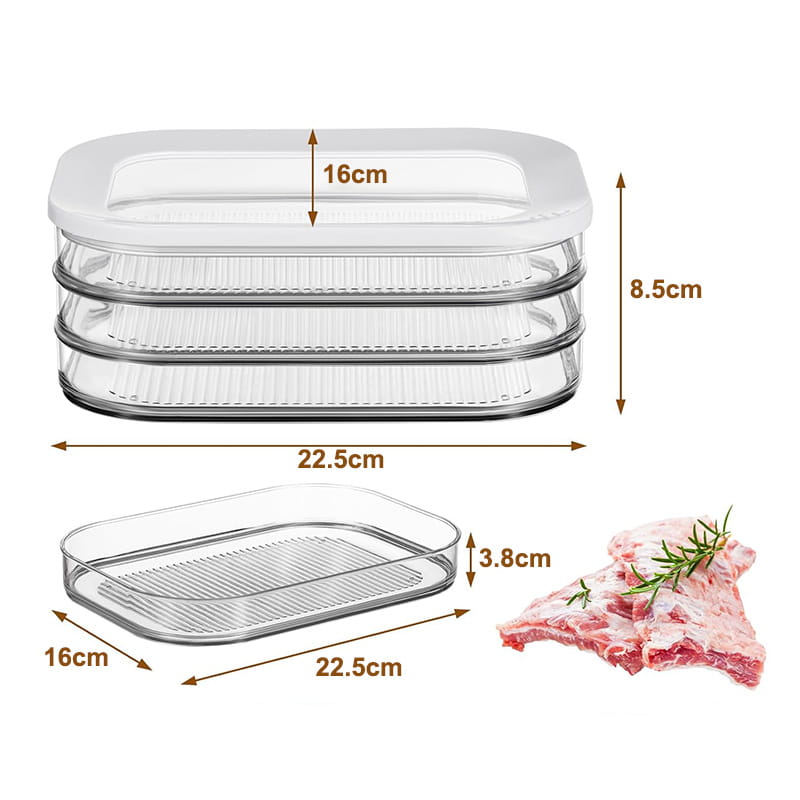 Contenitori alimentari riutilizzabili a 3 strati con coperchio, cassetto frigorifero trasparente
