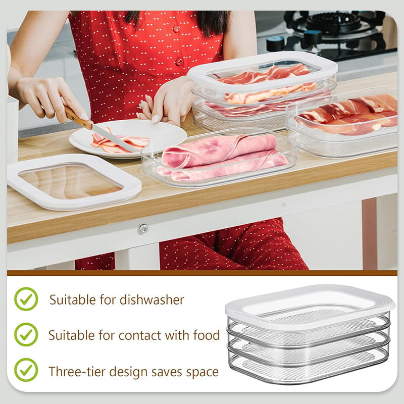 Contenitori alimentari riutilizzabili a 3 strati con coperchio, cassetto frigorifero trasparente