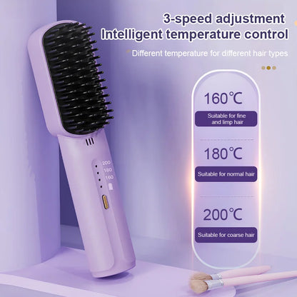 [Negative ions do not hurt hair] Portable cordless mini hair straightening comb