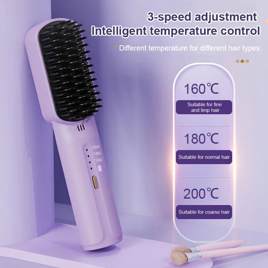 [Negative ions do not hurt hair] Portable cordless mini hair straightening comb