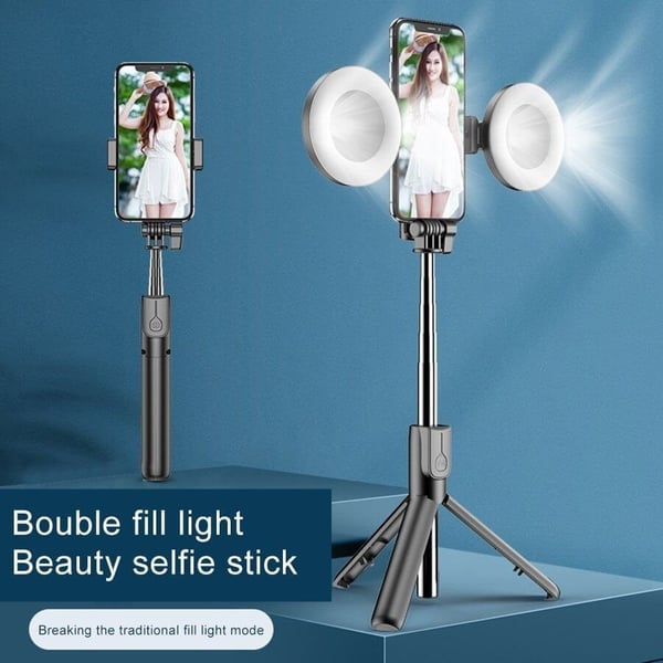 📸🔥Bastone Selfie con Treppiede – Auto-Tracking del Soggetto, Telecomando Bluetooth, Luce LED – Compatibile con Smartphone e Action Cam