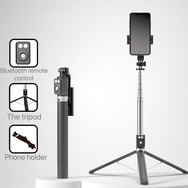 📸🔥Bastone Selfie con Treppiede – Auto-Tracking del Soggetto, Telecomando Bluetooth, Luce LED – Compatibile con Smartphone e Action Cam