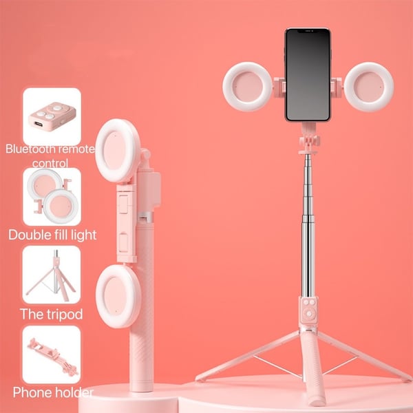 📸🔥Bastone Selfie con Treppiede – Auto-Tracking del Soggetto, Telecomando Bluetooth, Luce LED – Compatibile con Smartphone e Action Cam