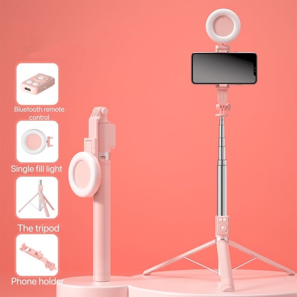 📸🔥Bastone Selfie con Treppiede – Auto-Tracking del Soggetto, Telecomando Bluetooth, Luce LED – Compatibile con Smartphone e Action Cam
