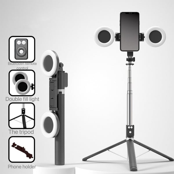 📸🔥Bastone Selfie con Treppiede – Auto-Tracking del Soggetto, Telecomando Bluetooth, Luce LED – Compatibile con Smartphone e Action Cam
