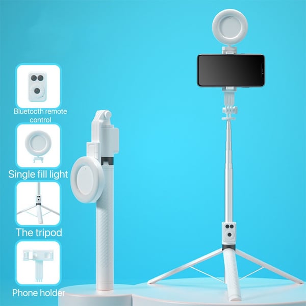 📸🔥Bastone Selfie con Treppiede – Auto-Tracking del Soggetto, Telecomando Bluetooth, Luce LED – Compatibile con Smartphone e Action Cam