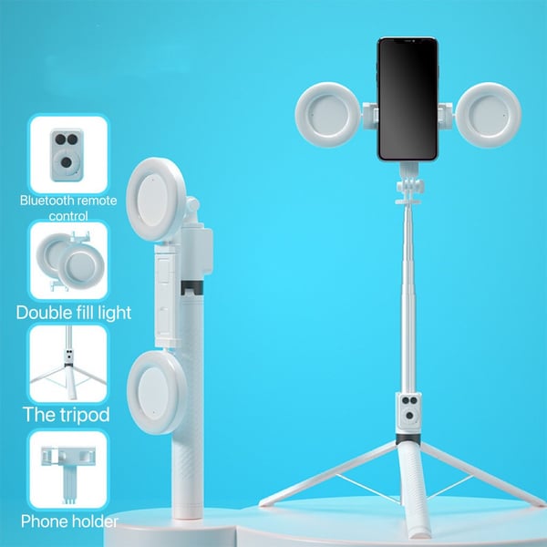 📸🔥Bastone Selfie con Treppiede – Auto-Tracking del Soggetto, Telecomando Bluetooth, Luce LED – Compatibile con Smartphone e Action Cam