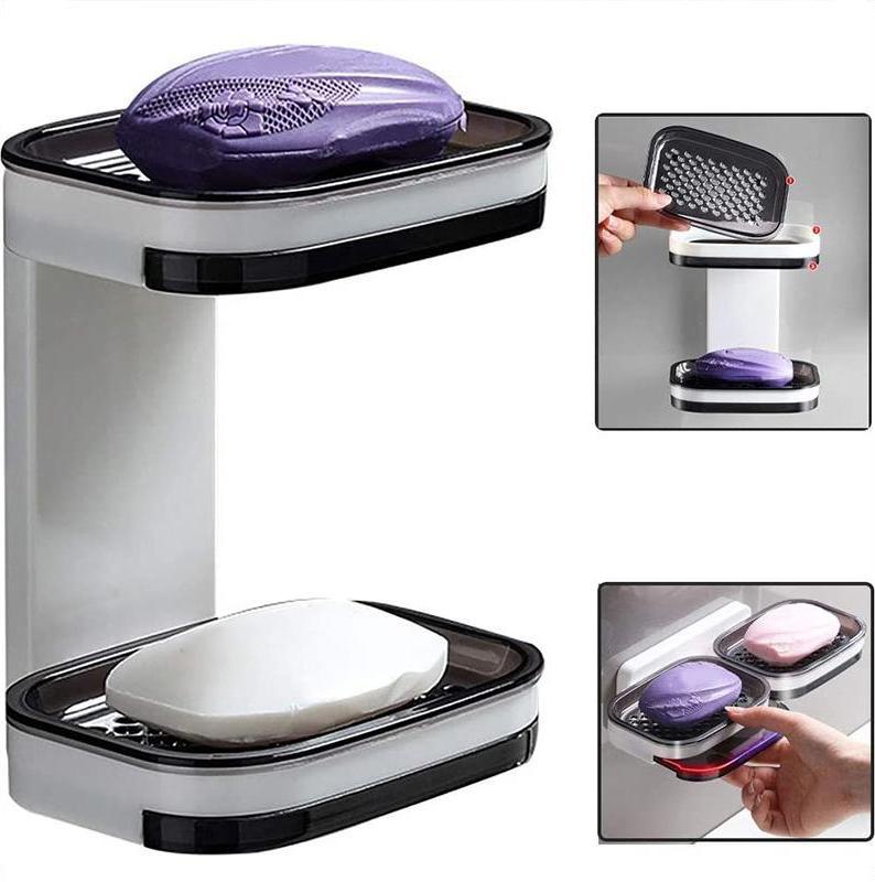 🧼✨ Portasapone a parete – 50% DI SCONTO! Installazione in 5 secondi, doppio drenaggio, senza forature: mantiene il sapone asciutto e lo fa durare di più. 💪