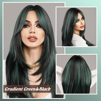 Nice gift*Wig long hair Layered bangs wigs
