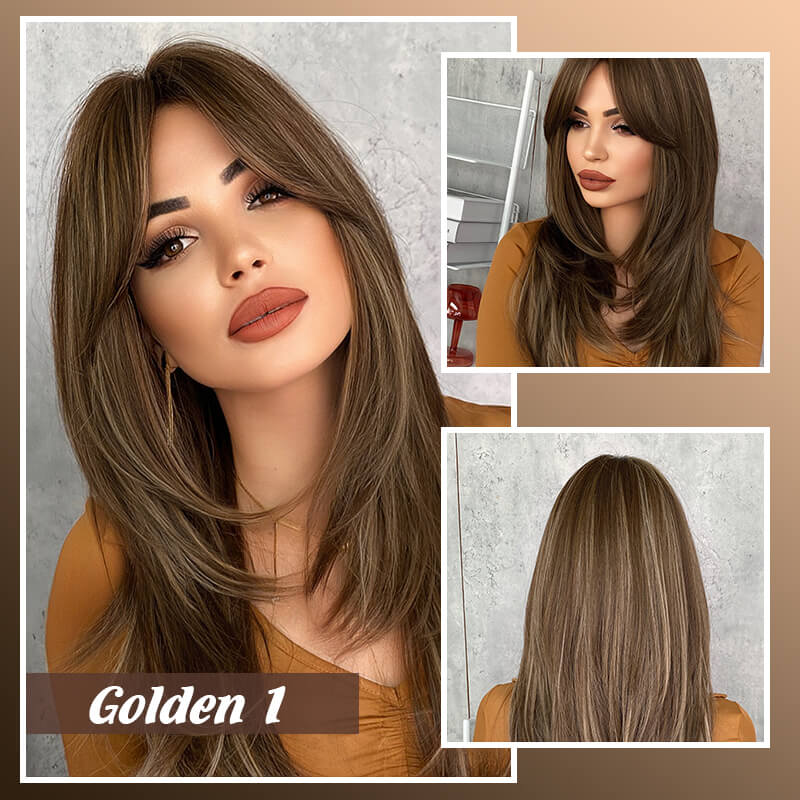Nice gift*Wig long hair Layered bangs wigs