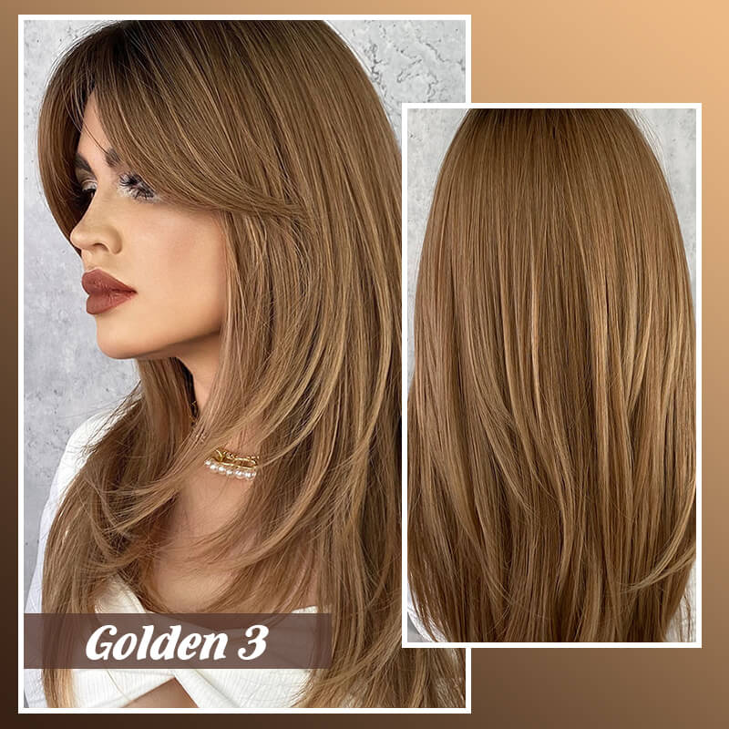 Nice gift*Wig long hair Layered bangs wigs