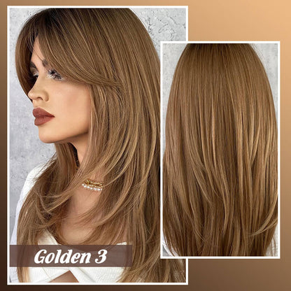 Nice gift*Wig long hair Layered bangs wigs