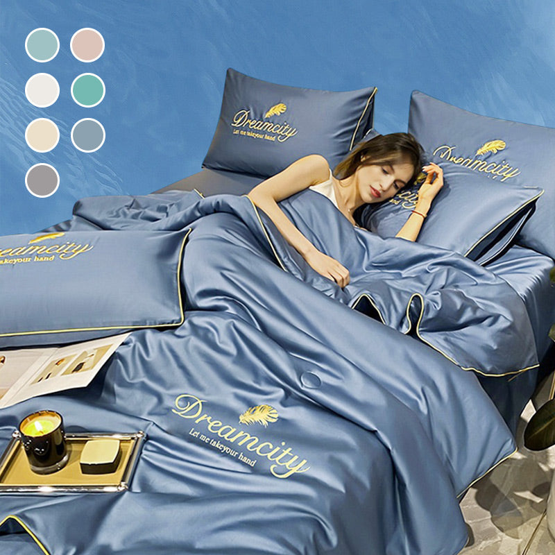 💖 Saldi imperdibili - 50% di sconto💖 ❄️ Set da letto estivo in seta ghiacciata, quattro pezzi🛏️