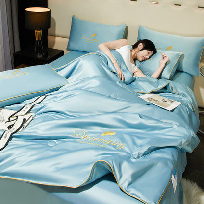 💖 Saldi imperdibili - 50% di sconto💖 ❄️ Set da letto estivo in seta ghiacciata, quattro pezzi🛏️