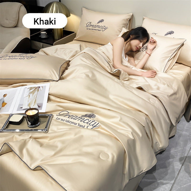 💖 Saldi imperdibili - 50% di sconto💖 ❄️ Set da letto estivo in seta ghiacciata, quattro pezzi🛏️