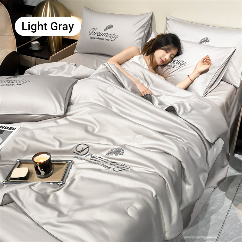 💖 Saldi imperdibili - 50% di sconto💖 ❄️ Set da letto estivo in seta ghiacciata, quattro pezzi🛏️