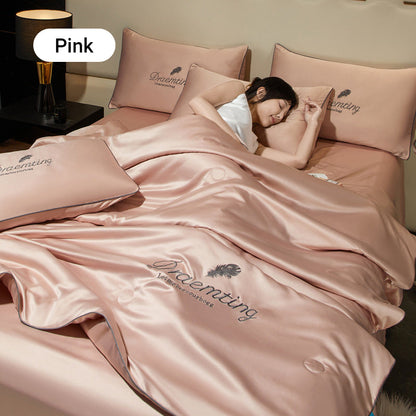 💖 Saldi imperdibili - 50% di sconto💖 ❄️ Set da letto estivo in seta ghiacciata, quattro pezzi🛏️