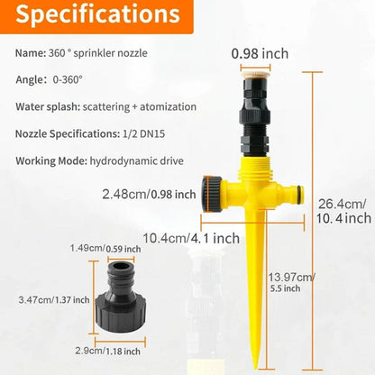 🏡ACQUISTA 1, RICEVI 1 GRATIS✨ Sistema di Irrigazione Automatico Rotante a 360° – Irrigatore da Giardino per Giardino, Prato e Terrazza 🌿💦