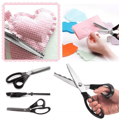 ✂️🧵 Forbici a bordo zig-zag in acciaio inossidabile – Impugnatura ergonomica, anti-sfilacciamento, taglia tessuto, carta e cuoio con una finitura pulita, il coltellino svizzero dei lavori creativi 🌸🎨