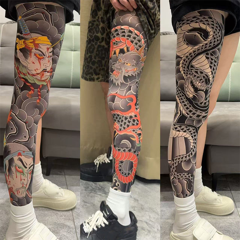 ✨2025 brandneues Design 😎Dehnbare Beinmanschette mit Tattoo-Print