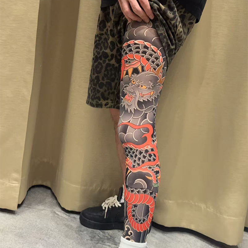✨2025 brandneues Design 😎Dehnbare Beinmanschette mit Tattoo-Print