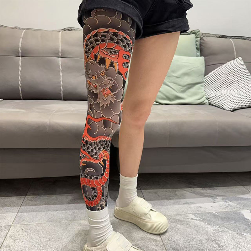✨2025 brandneues Design 😎Dehnbare Beinmanschette mit Tattoo-Print