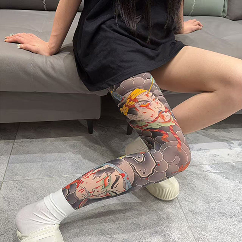 ✨2025 brandneues Design 😎Dehnbare Beinmanschette mit Tattoo-Print