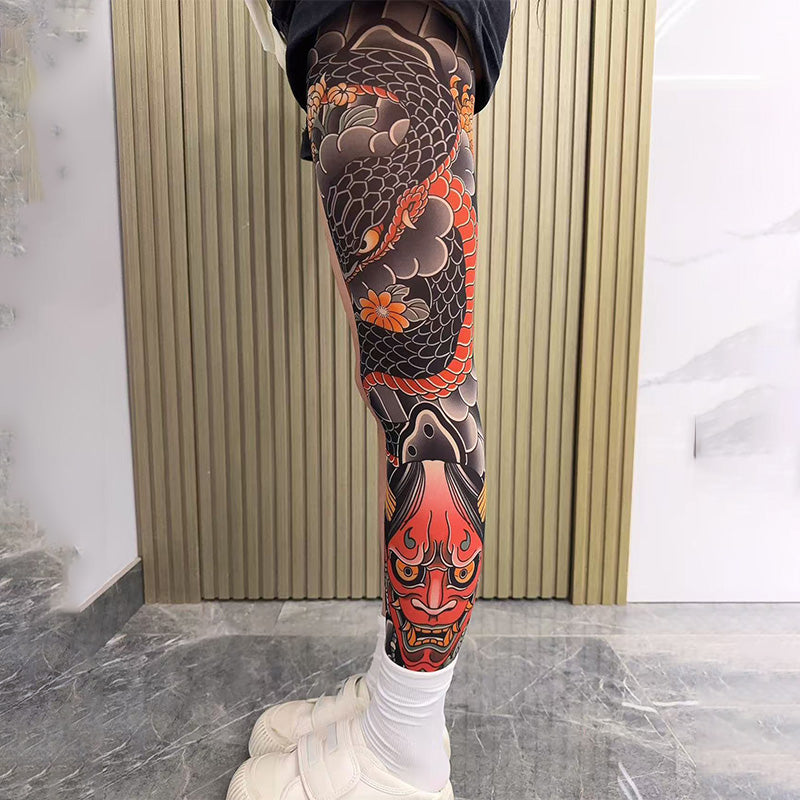 ✨2025 brandneues Design 😎Dehnbare Beinmanschette mit Tattoo-Print