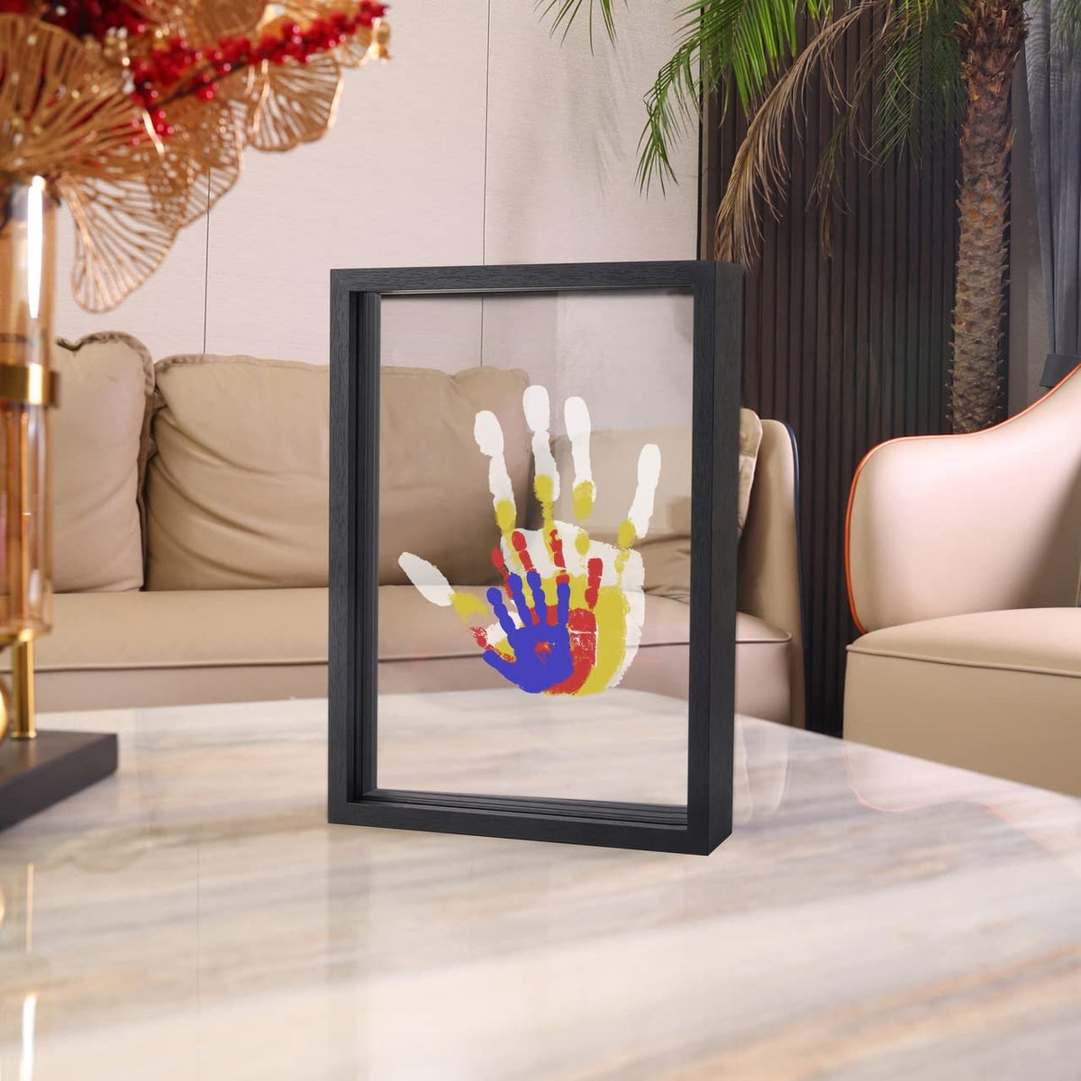 ⏳Limited-time 50% off⏰Family handprint set🎨 DIY Family Memorial Gift Kit, Acrylic Board,🖐️Colorful Paints, Holds Up to 4 Handprints