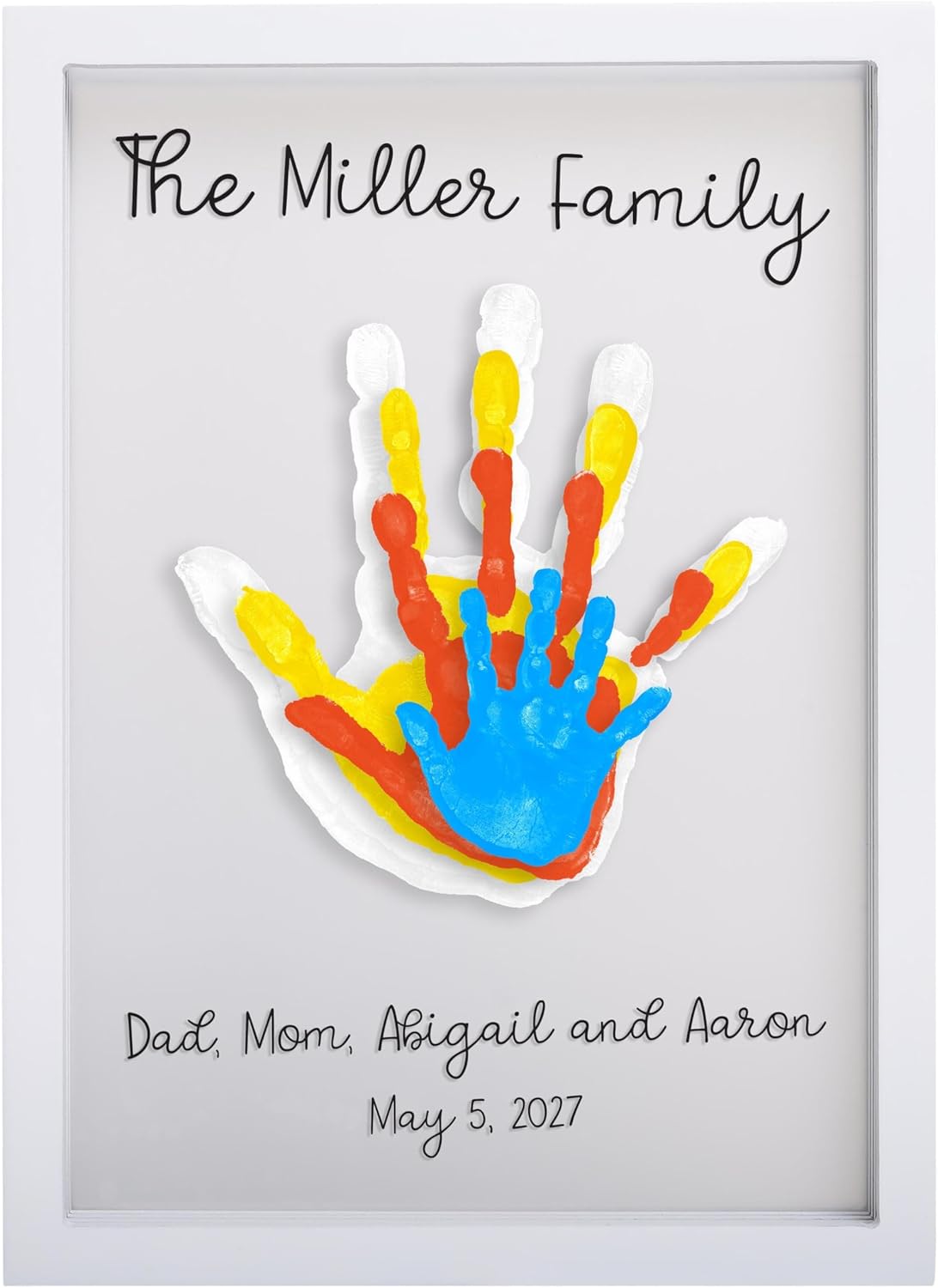 ⏳Limited-time 50% off⏰Family handprint set🎨 DIY Family Memorial Gift Kit, Acrylic Board,🖐️Colorful Paints, Holds Up to 4 Handprints