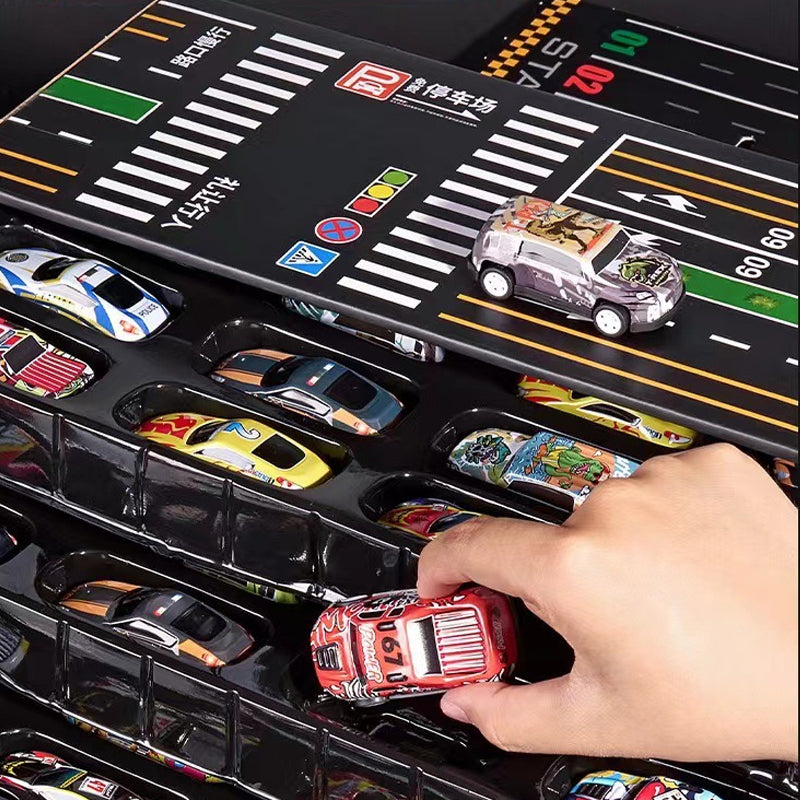 🎁48 mini-macchinine a retrocarica con set garage incluso