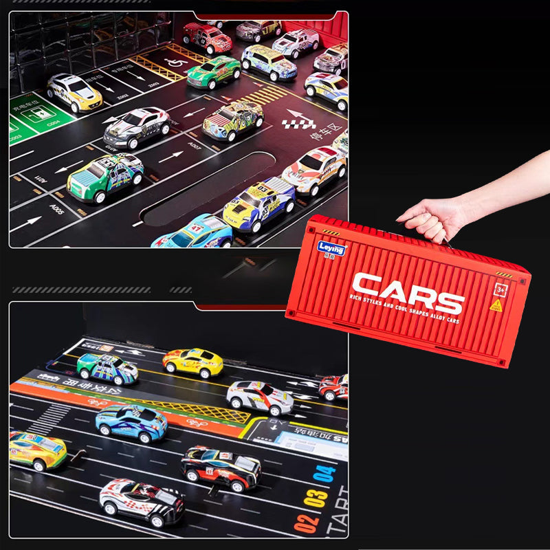 🎁48 mini-macchinine a retrocarica con set garage incluso