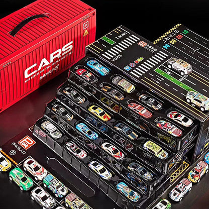 🎁48 mini-macchinine a retrocarica con set garage incluso