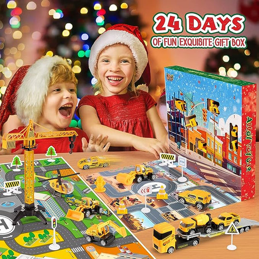🔥Promozione a tempo limitato 50% DI SCONTO!!!🚗Calendario dell'Avvento per bambini: set di veicoli da cantiere in lega
