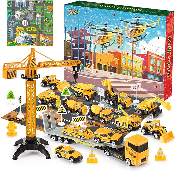 🔥Promozione a tempo limitato 50% DI SCONTO!!!🚗Calendario dell'Avvento per bambini: set di veicoli da cantiere in lega