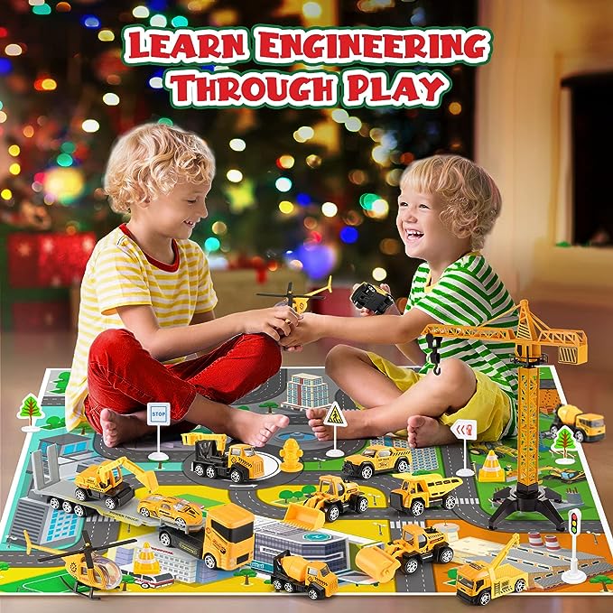 🔥Promozione a tempo limitato 50% DI SCONTO!!!🚗Calendario dell'Avvento per bambini: set di veicoli da cantiere in lega