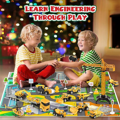 🔥Promozione a tempo limitato 50% DI SCONTO!!!🚗Calendario dell'Avvento per bambini: set di veicoli da cantiere in lega