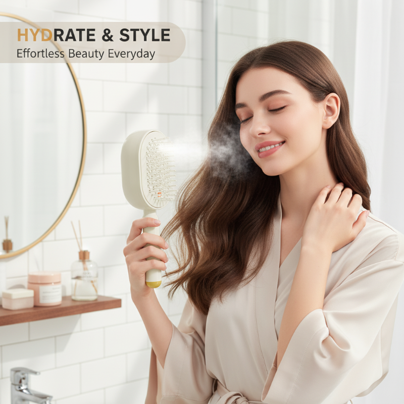 🧴Spazzola elettrica per capelli con funzione spray e massaggio💆♀️✨