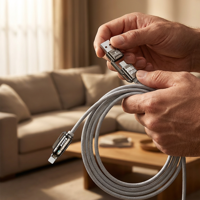 🔌SCONTO 50% ORA! Cavo di Ricarica Rapida 4-in-1 ad Alta Potenza, 240W PD Multi-Interfaccia, USB-A/USB-C a Type-C/Lightning, Cavo di Ricarica Universale per Telefoni e Laptop