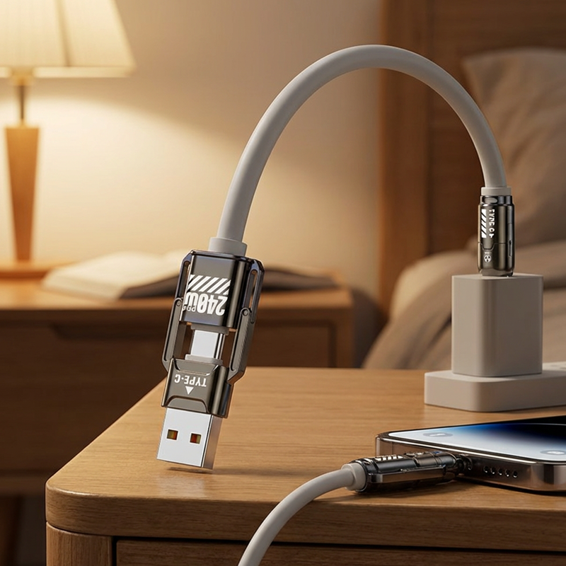 🔌SCONTO 50% ORA! Cavo di Ricarica Rapida 4-in-1 ad Alta Potenza, 240W PD Multi-Interfaccia, USB-A/USB-C a Type-C/Lightning, Cavo di Ricarica Universale per Telefoni e Laptop