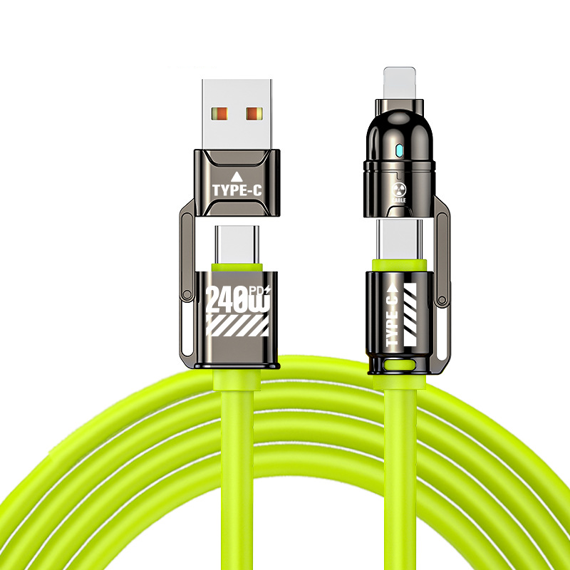 🔌SCONTO 50% ORA! Cavo di Ricarica Rapida 4-in-1 ad Alta Potenza, 240W PD Multi-Interfaccia, USB-A/USB-C a Type-C/Lightning, Cavo di Ricarica Universale per Telefoni e Laptop
