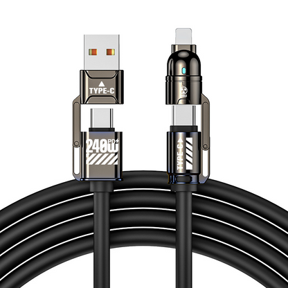 🔌SCONTO 50% ORA! Cavo di Ricarica Rapida 4-in-1 ad Alta Potenza, 240W PD Multi-Interfaccia, USB-A/USB-C a Type-C/Lightning, Cavo di Ricarica Universale per Telefoni e Laptop
