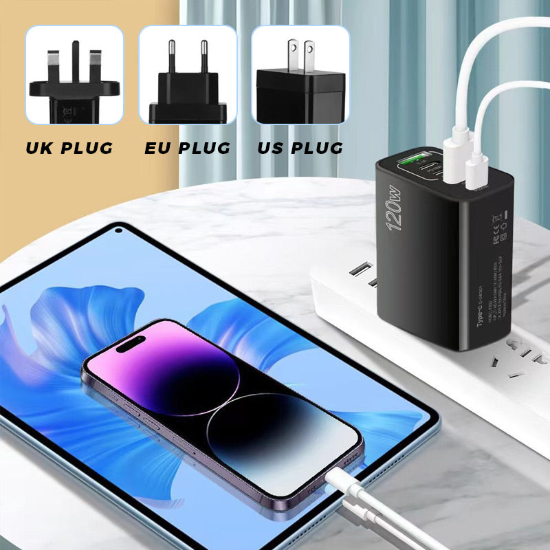 Caricabatterie rapido da 120 W con 5 porte