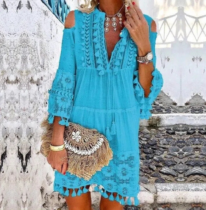 ⏳ Sconto del 50% a tempo limitato ⏰ 👗 Abito da donna in cotone e lino, vestibilità ampia e ricamato 🌸