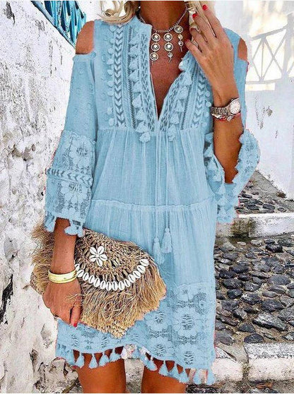 ⏳ Sconto del 50% a tempo limitato ⏰ 👗 Abito da donna in cotone e lino, vestibilità ampia e ricamato 🌸