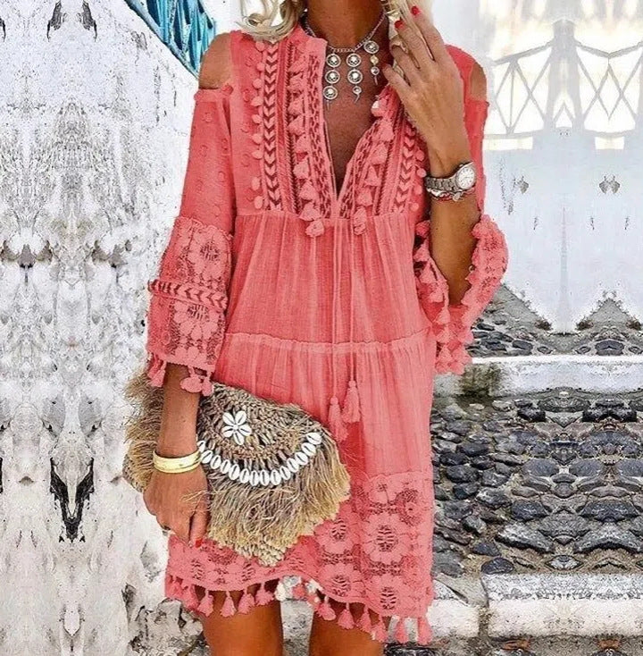 ⏳ Sconto del 50% a tempo limitato ⏰ 👗 Abito da donna in cotone e lino, vestibilità ampia e ricamato 🌸