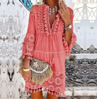 ⏳ Sconto del 50% a tempo limitato ⏰ 👗 Abito da donna in cotone e lino, vestibilità ampia e ricamato 🌸