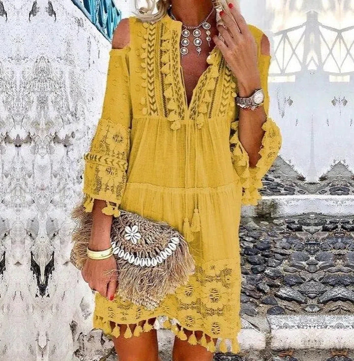 ⏳ Sconto del 50% a tempo limitato ⏰ 👗 Abito da donna in cotone e lino, vestibilità ampia e ricamato 🌸