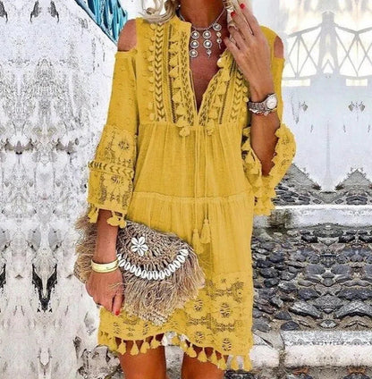 ⏳ Sconto del 50% a tempo limitato ⏰ 👗 Abito da donna in cotone e lino, vestibilità ampia e ricamato 🌸